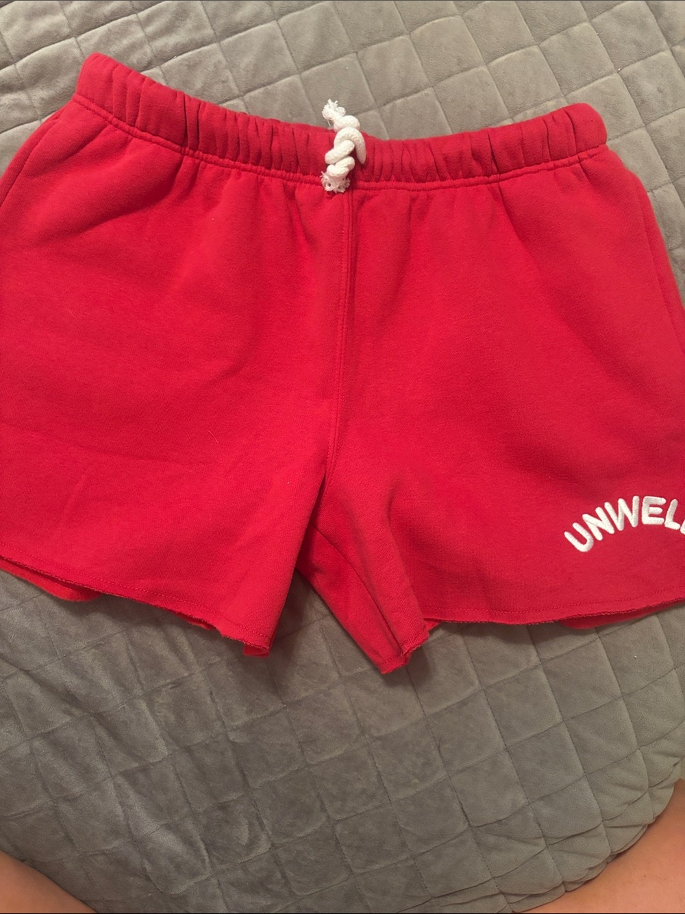 Unwell fleece shorts. Red Women's Lounge Shorts with Drawstring. Med